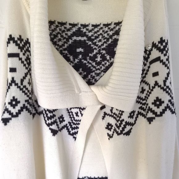 Lane Bryant plus size 18/20 W open front Geometric cardigan 3/4 sleeve ivory Wht - Picture 8 of 15